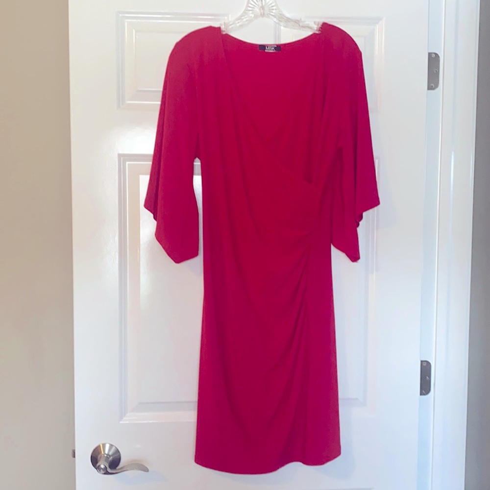 MSK Red Dress with Slit Sleeves